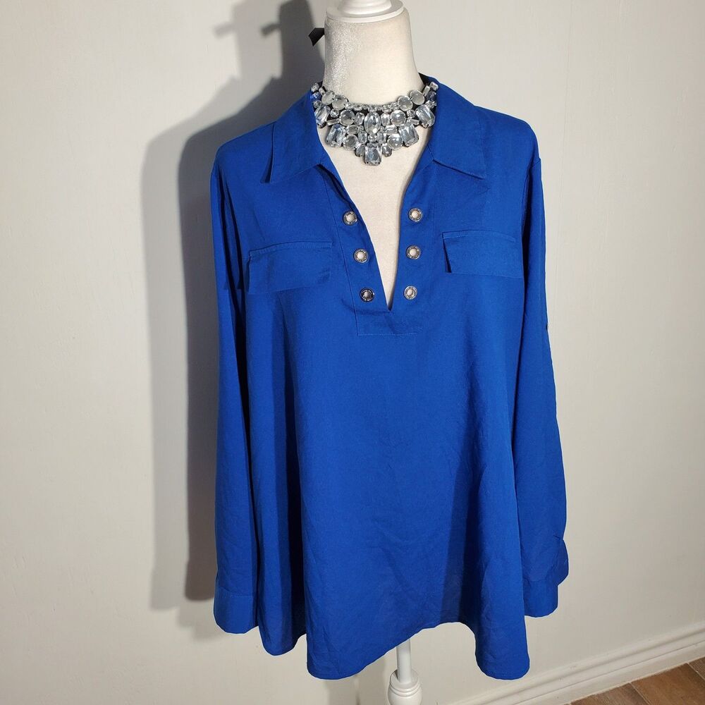 CALVIN KEIN TUNIC BLUE LONG SLEEVE SIZE 2X